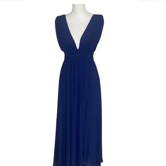 FLASH • SALE • Lulu’s • Heavenly Hues • Deep V Formal Dress in Blue - Picture 8 of 12